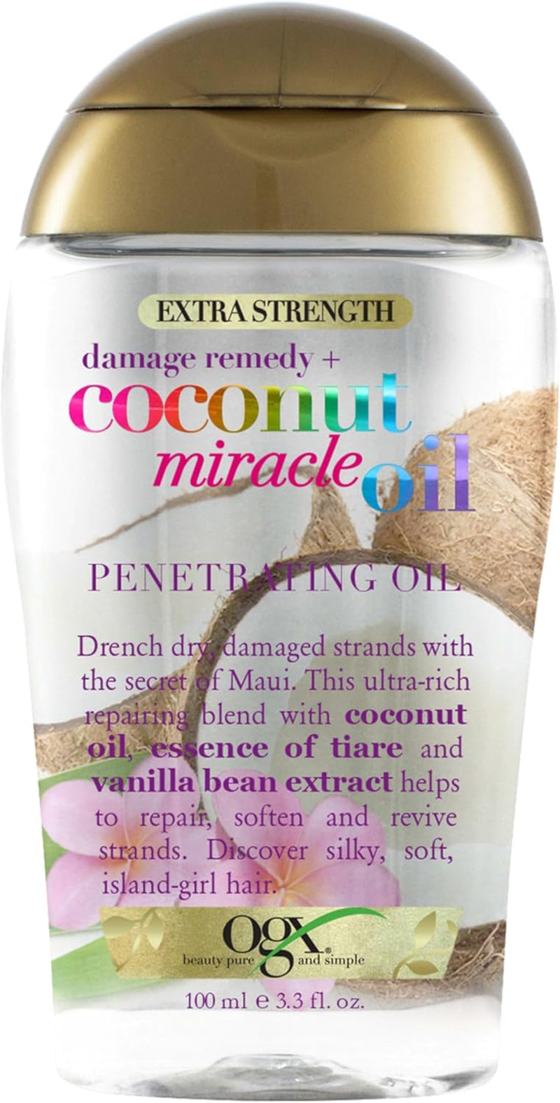 Extra Strength Damage Remedy + Hydrating and Repairing Coconut Miracle Oil Penetrating Oil for Dry & Damaged Hair 100Ml