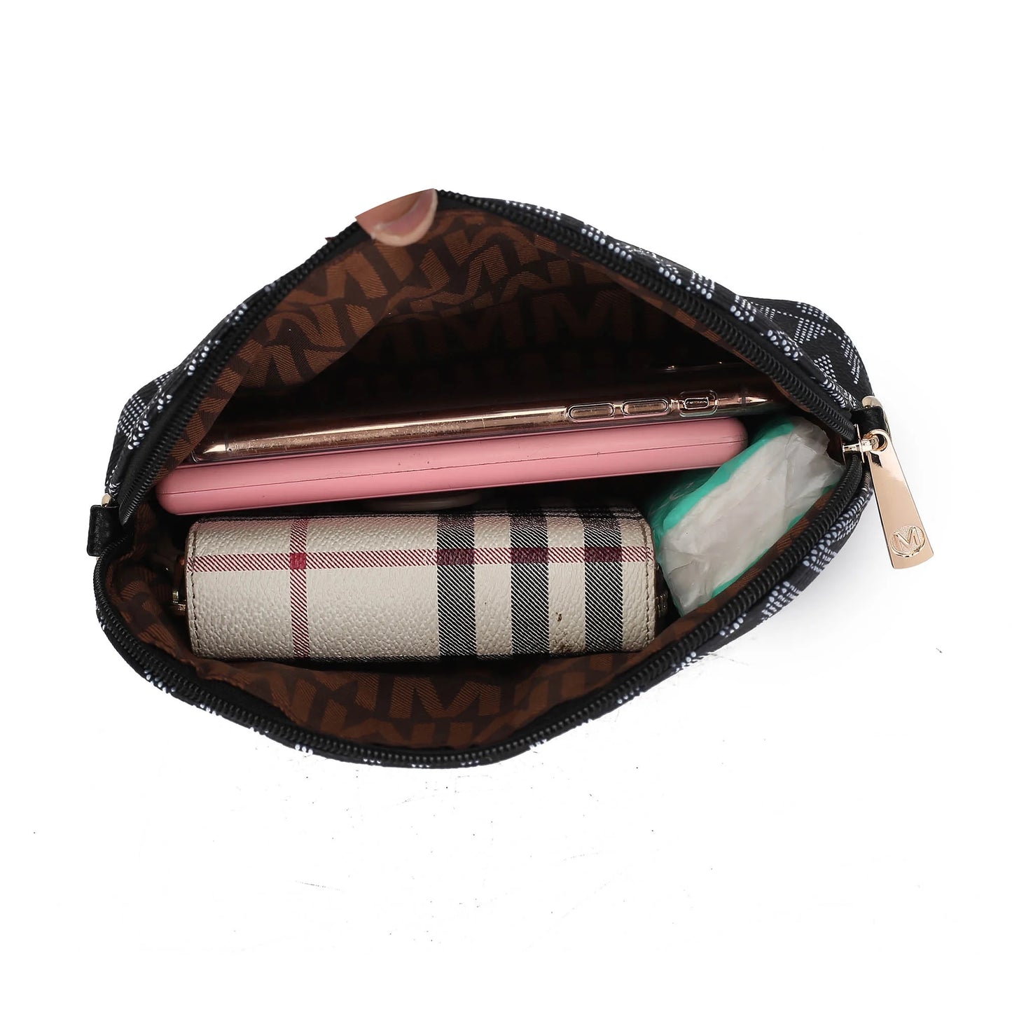 Vegan Leather Women'S Tote Bag, Small Tote Handbag, Pouch Purse & Wristlet Wallet Bag 4 Pcs Set by Mia K - White