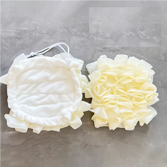 2-In-1 Bath Luffa Sponge Bath Bomb with Drawstring Soft Bath Luffa Dual Function Cotton Bath Luffa Shower Towel Set