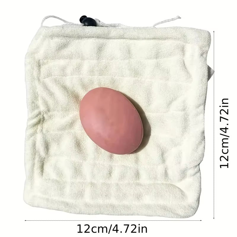 2-In-1 Bath Luffa Sponge Bath Bomb with Drawstring Soft Bath Luffa Dual Function Cotton Bath Luffa Shower Towel Set
